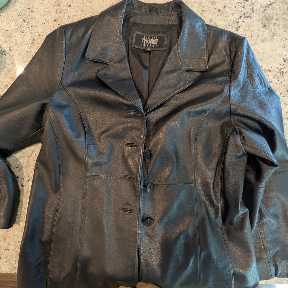 Wilsons Leather Pelle Studio Black Genuine Leather Jacket Button Front XL - Picture 7 of 11